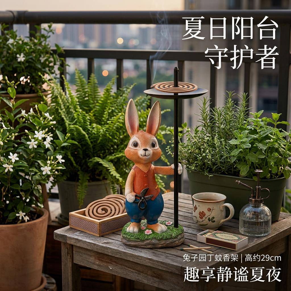 蚊香插户外庭院兔子造型蚊香座家用驱蚊装饰两用小物件