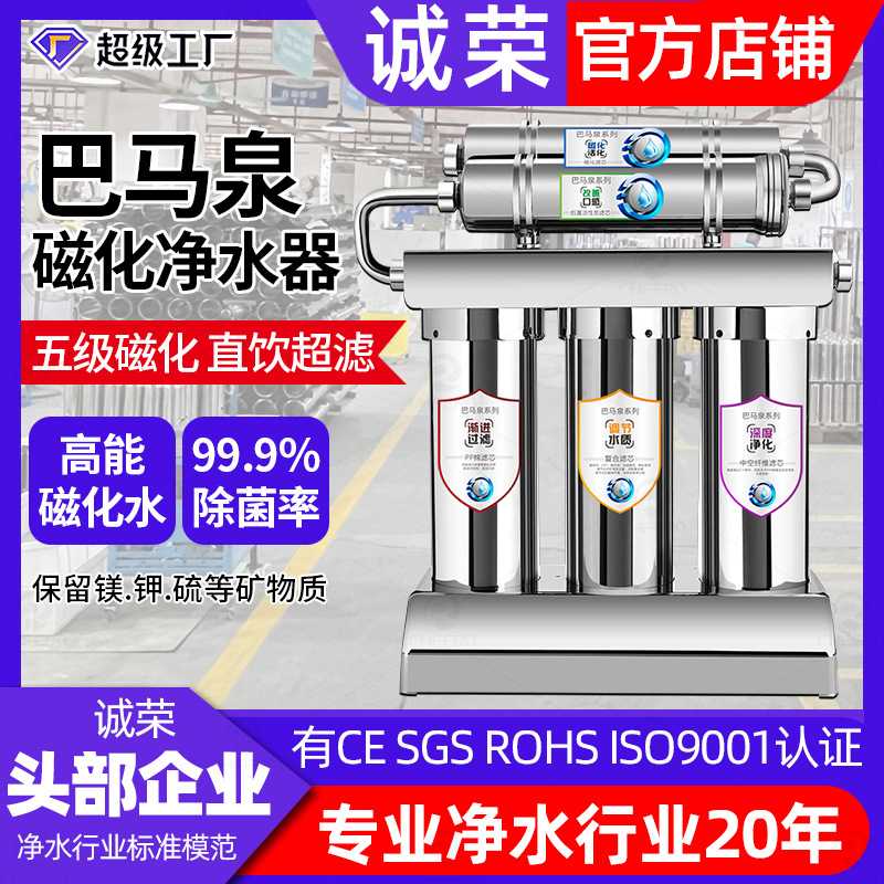 不锈钢净水器 家用壁挂巴马泉五级磁化自来水过滤器厨房净水机