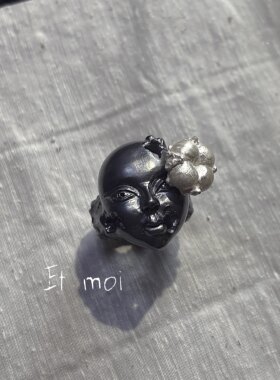 Etmoi先锋面具戒指小众清冷感