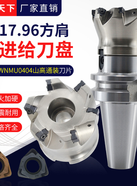 R217.96快进给立铣刀杆刀盘锁牙头装WNMU0404双面六角数控刀片