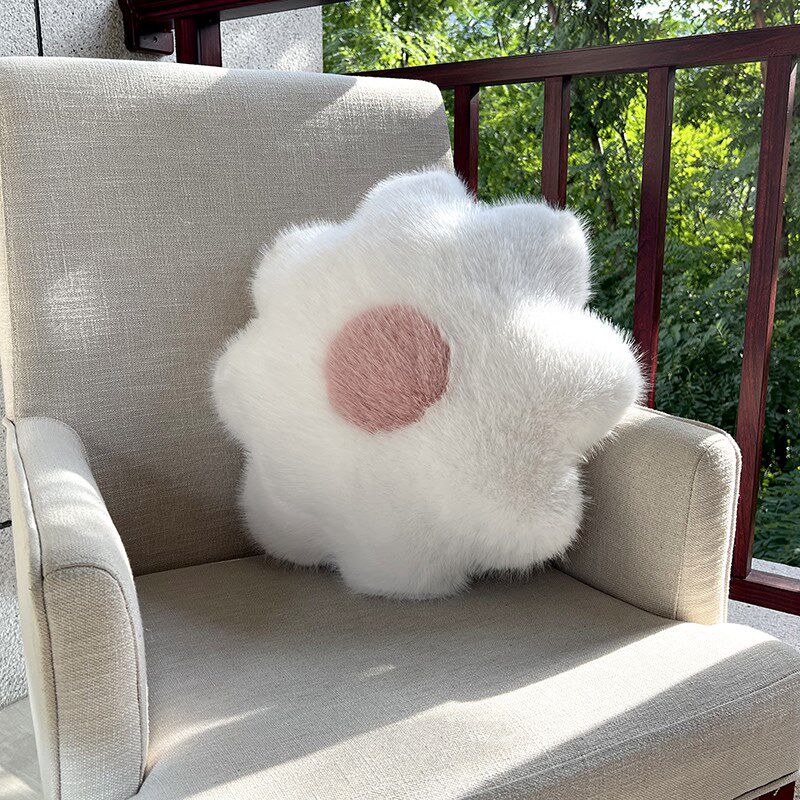 仿狐狸毛可爱太阳花抱枕长毛绒沙发靠垫女生花瓣花朵奢华高端靠枕