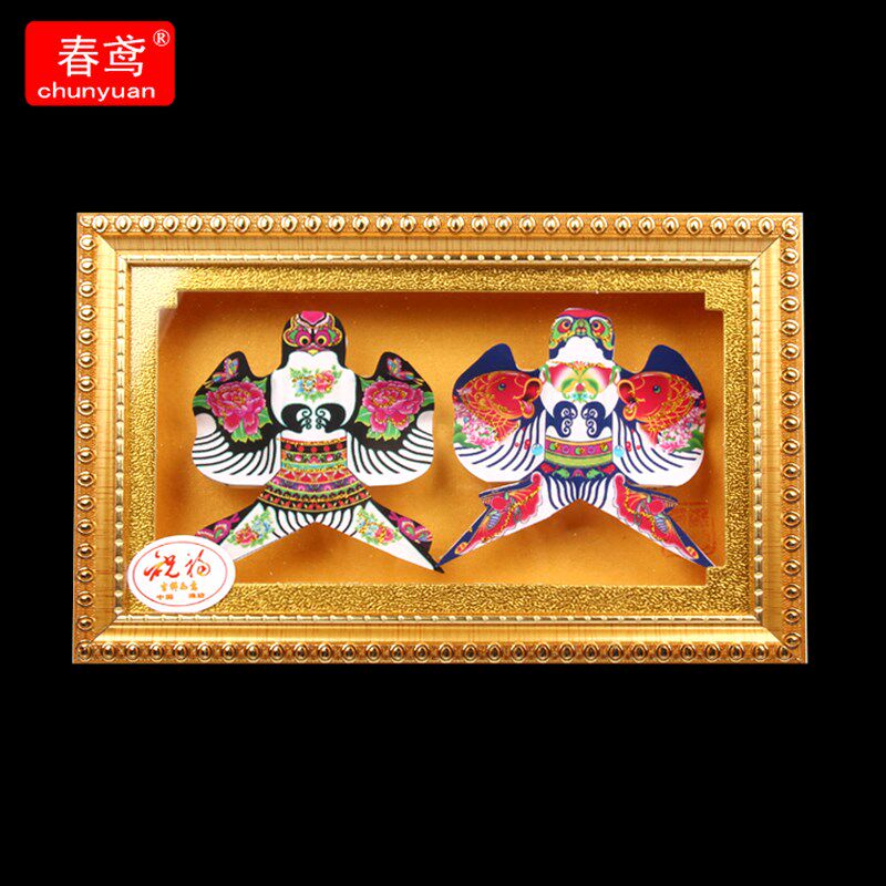 潍坊风筝 高档镜框套二沙燕摆件精美礼品礼盒观赏风筝 传统特色