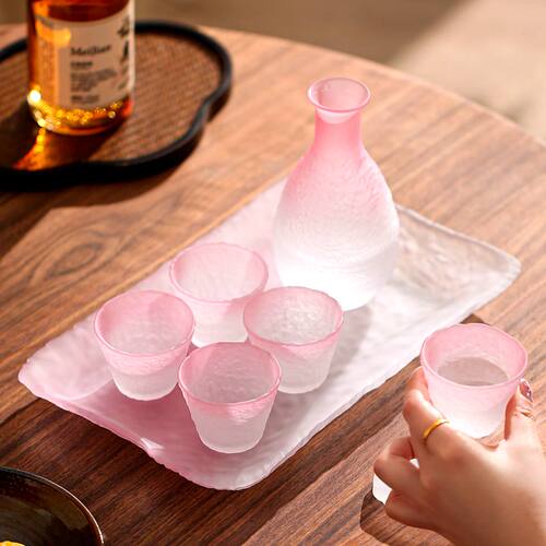 围炉冰茶工具妃粉玻璃清酒壶清酒杯酒具套装家用烫酒壶小酒杯酒盅