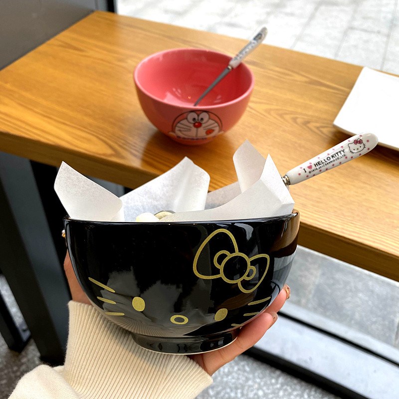 韩式可爱卡通陶瓷餐具男女学生儿童米饭碗家用防烫早餐碗可微波炉