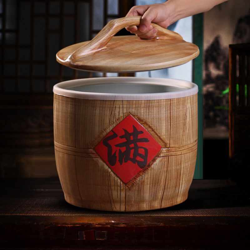 陶瓷米缸家用带盖10斤20斤30斤装面密封防潮虫储米箱装米桶
