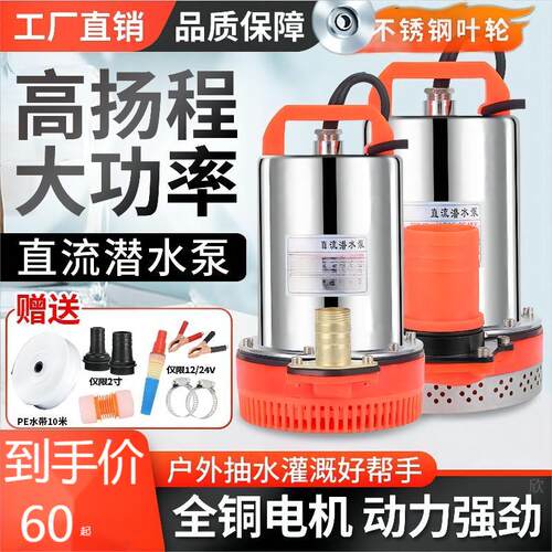 直流潜水泵电动车水泵12V24V48V60V72浇地浇菜农用家用灌溉抽水泵
