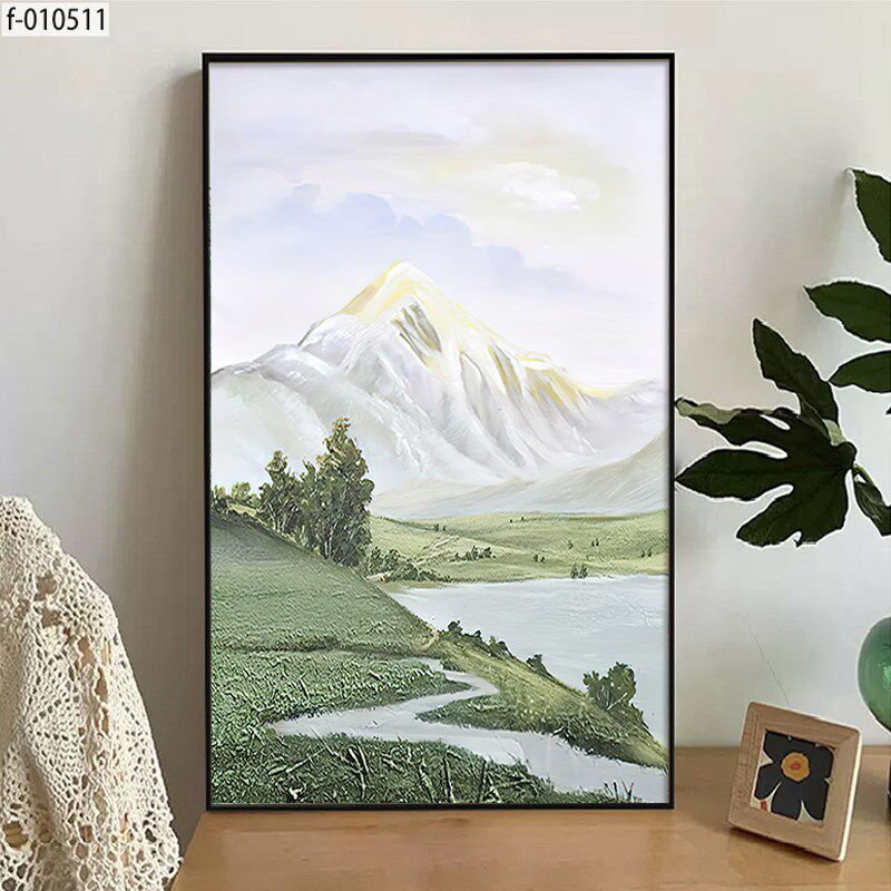 手绘日照金山客厅肌理沙发背景画无框装饰画风景画山水玄关挂画