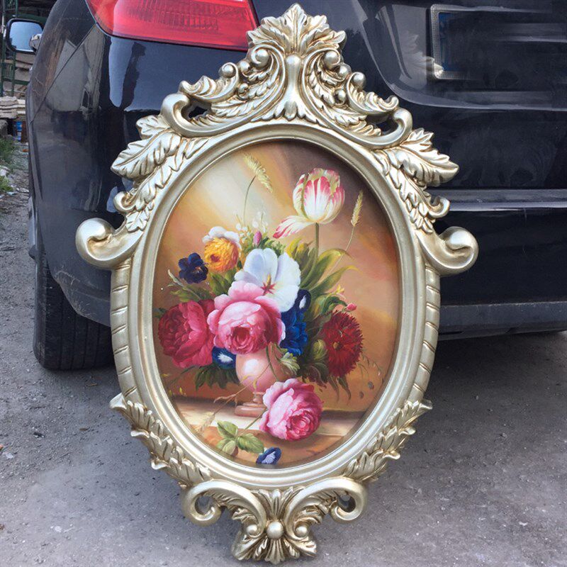 欧式复古椭圆相框画框婚纱照片框金色婚庆挂墙道具装饰镜框油画框