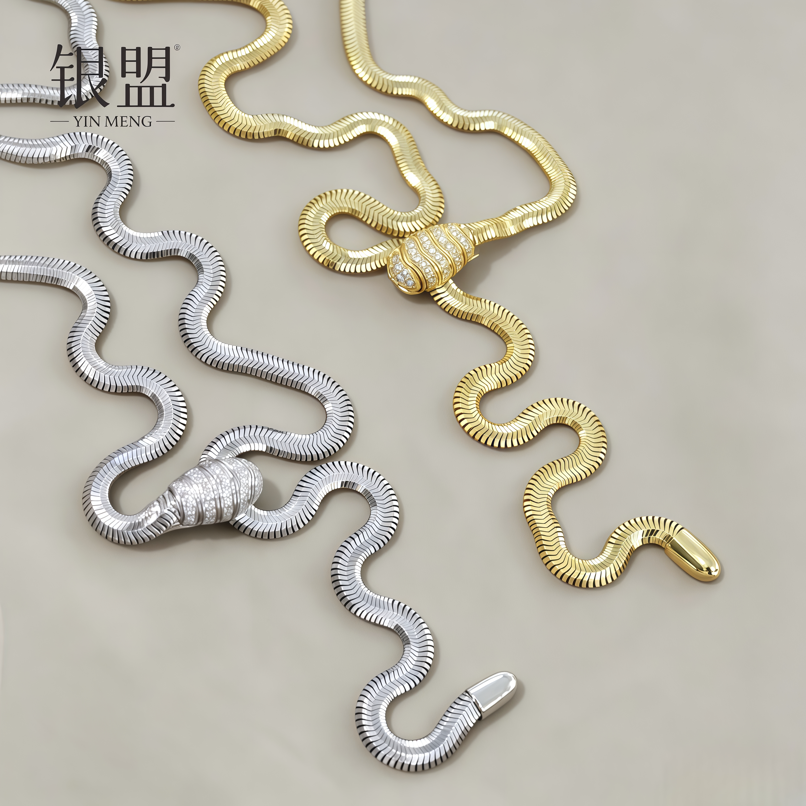 S925绾金蛇骨项链叠戴项链