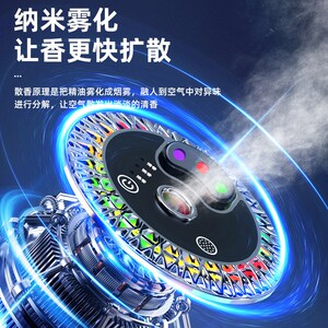 3色星空顶车载香薰汽车香水2024新款氛围灯除异味空气净化加湿器
