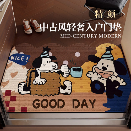 精颜中古风入户地垫卡通圈绒脚垫