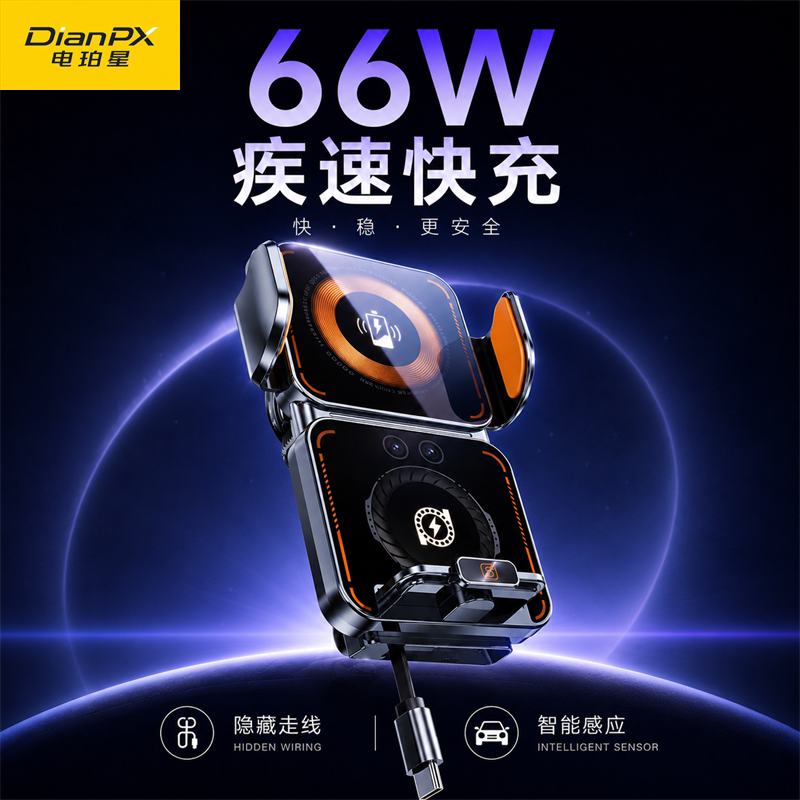 66W车载手机支架无线充电导航