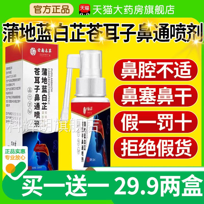 云南本草蒲地蓝白芷苍耳子鼻通喷剂官方旗舰店品草本喷雾剂n正n科