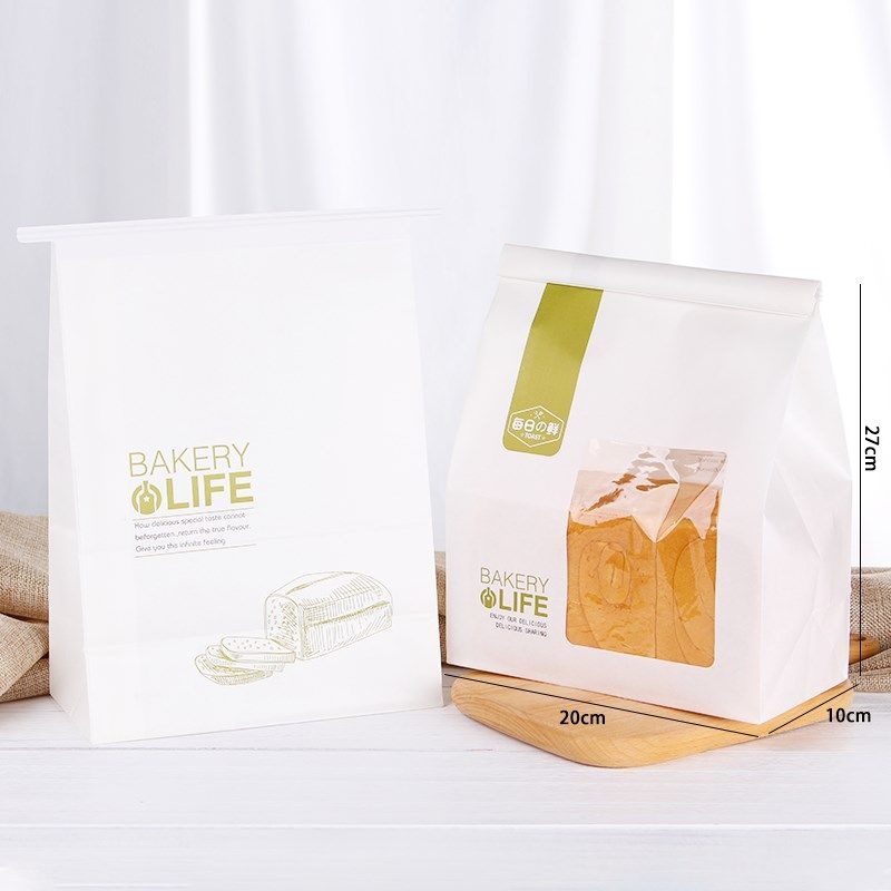 【封口烘焙纸袋】卷边450克300g切片手工吐司面包防油加厚包装袋