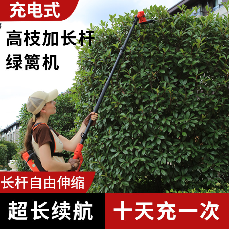 高枝电动修剪机加长杆绿篱修剪机揹负式绿化修枝剪修剪树枝高枝锯