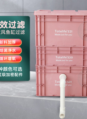 2023新款工业风周转箱少女粉色过滤器金鱼缸庭院鱼池上外置滴流盒