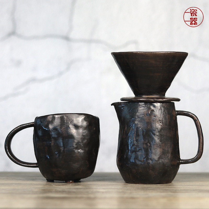 纯手工手冲陶瓷咖啡滤杯过滤壶漏斗v60滤纸杯子一套装家用办公室