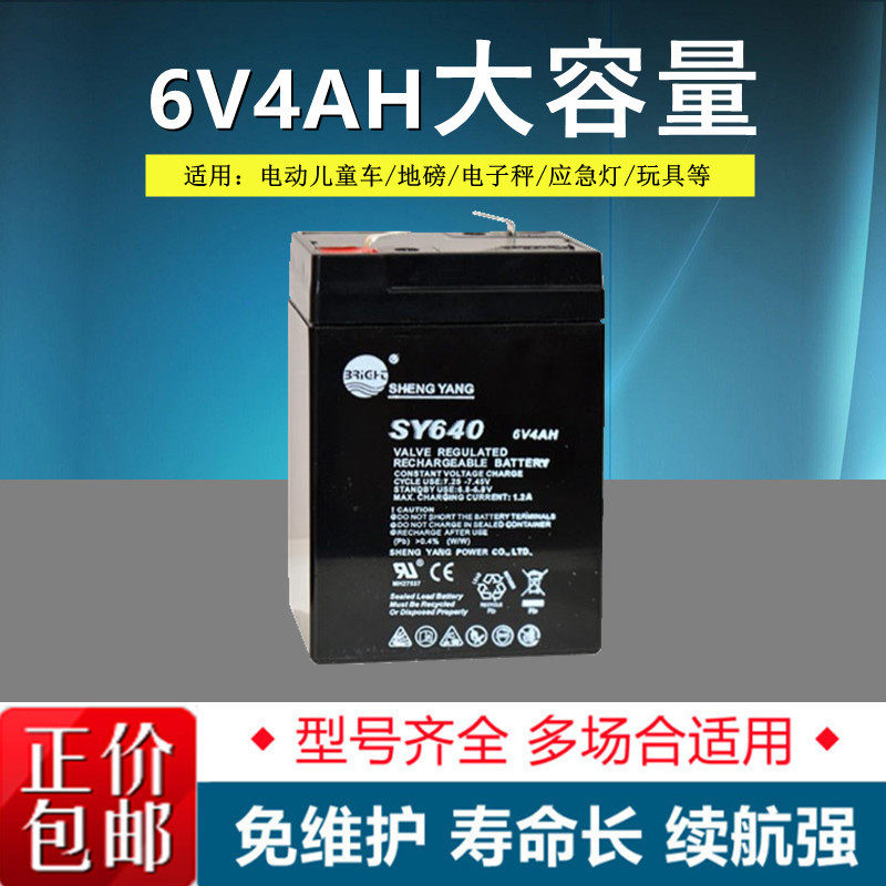 SHENGYANG晟阳蓄电池 SY640 6V4AH 玩具车 童车 电子称用电瓶