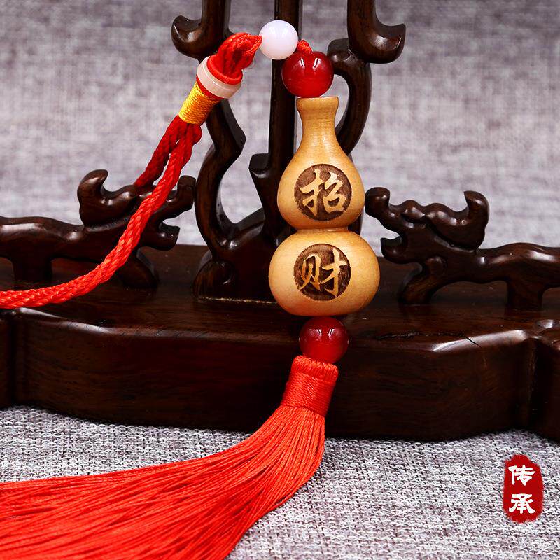 爆款桃木葫芦汽车挂件挂饰双面雕刻出入平安厂家木质工艺品