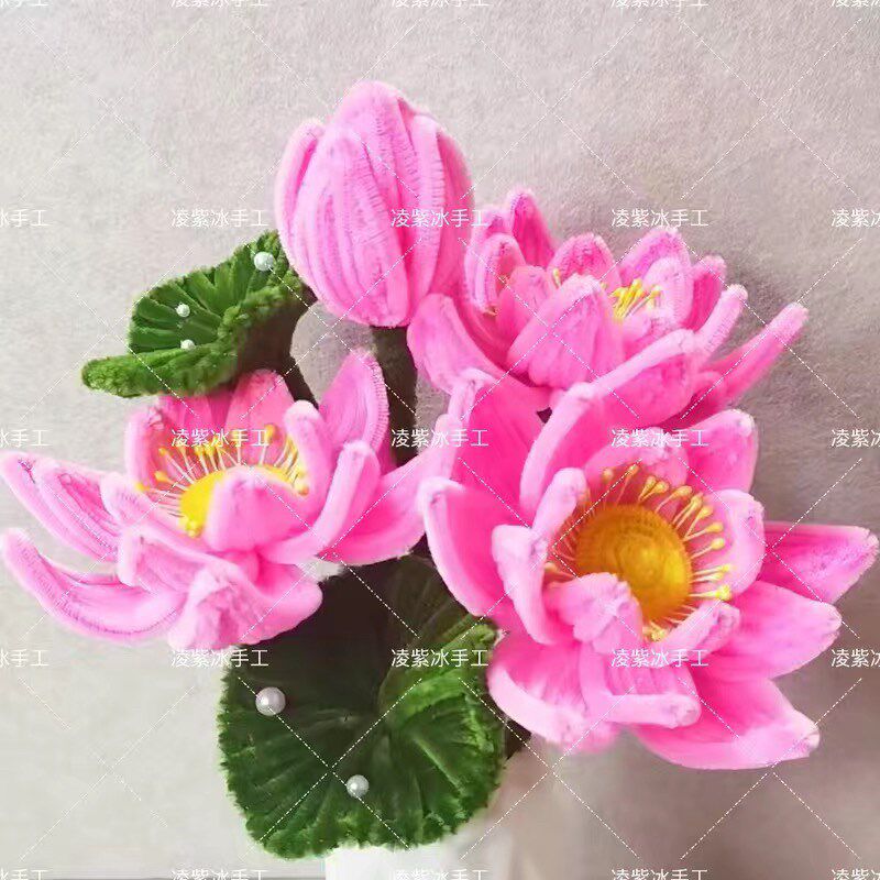 荷花材料成品手工制作定制扭扭棒花束插花瓶装饰送礼团建活动