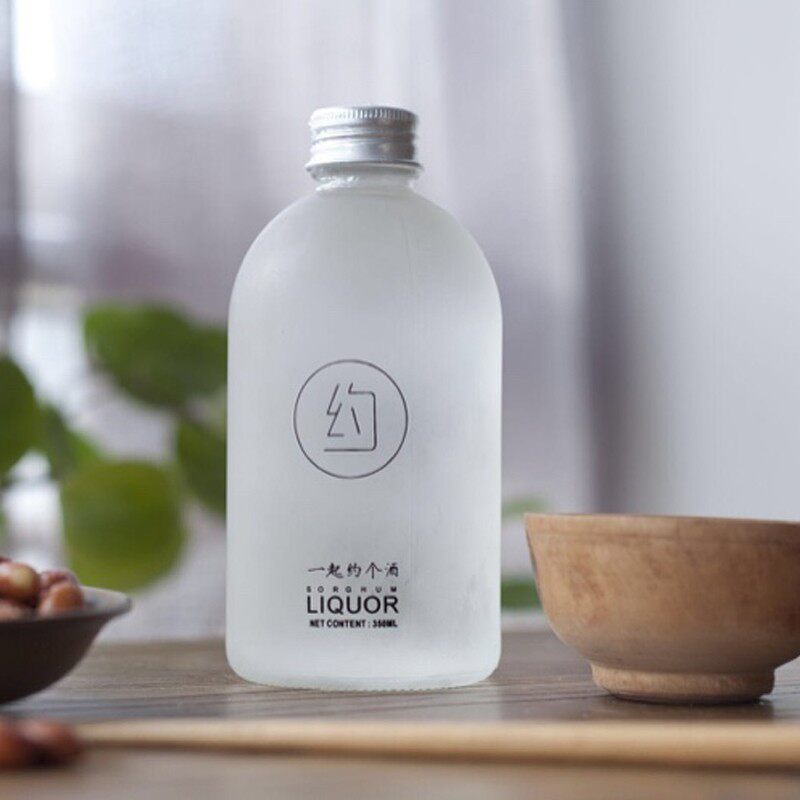 350ml蒙砂泡茶瓶饮料瓶果酒瓶铝盖果汁瓶轻断食果蔬汁极简玻璃瓶