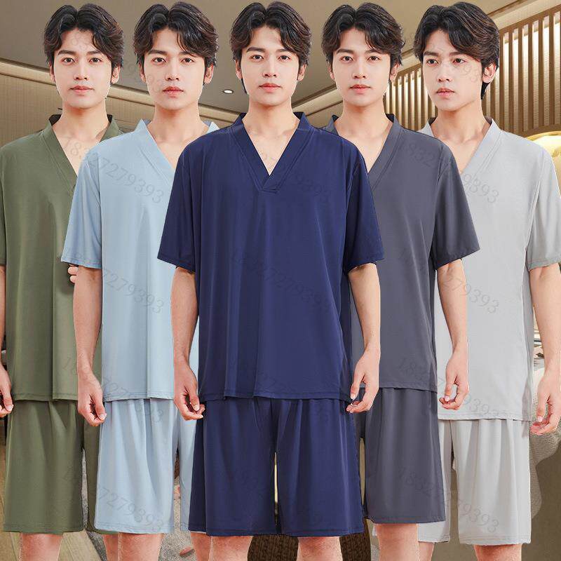 汗蒸服浴服曲水冰凉丝睡衣男女足疗按摩桑拿浴家居服兰亭高档冰丝