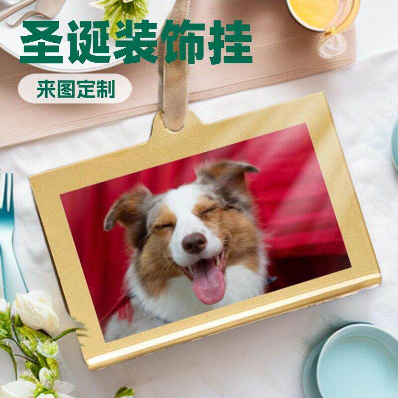 跨境宠物礼物狗狗纪念圣诞相框照片框装饰挂件圣诞树车内装饰挂件