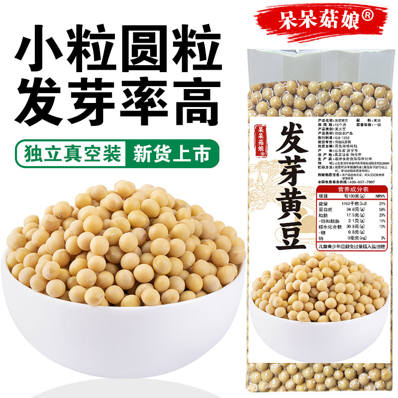 呆呆菇娘 发芽黄豆2/5斤东北圆粒小黄豆打豆浆纳豆水培发芽专用