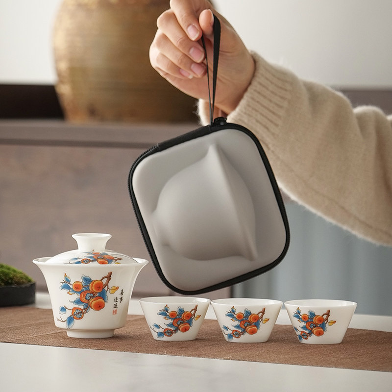 白瓷快客杯一壶二杯三杯便携式包旅行茶具套装家用功夫泡茶壶茶杯