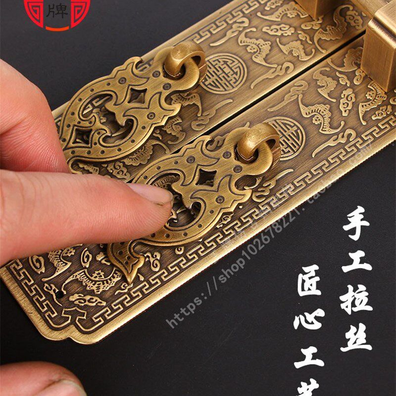 中式书柜铜拉手合页套件古典家具铜配件复古家具柜门拉手衣柜把手