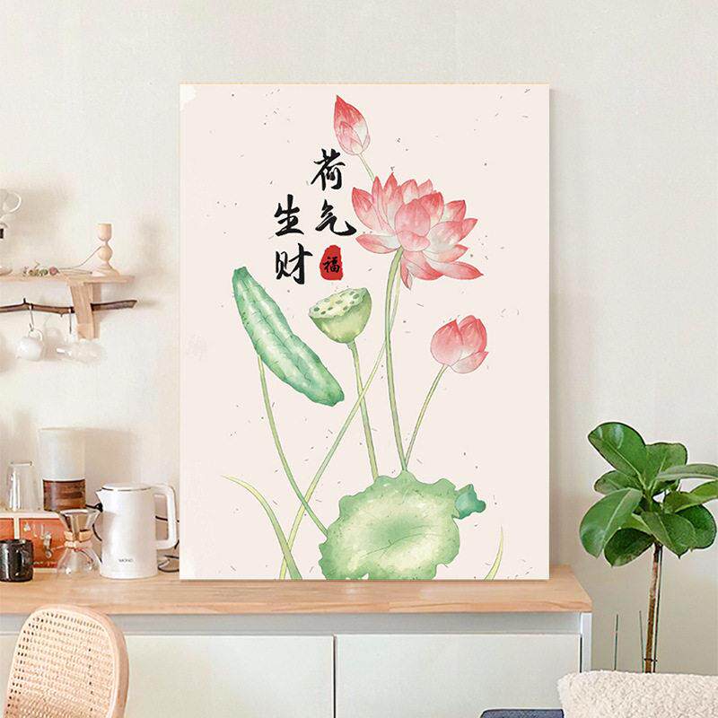 荷花diy数字油画2025新款填充手绘解闷手工运动油彩涂色丙烯画画