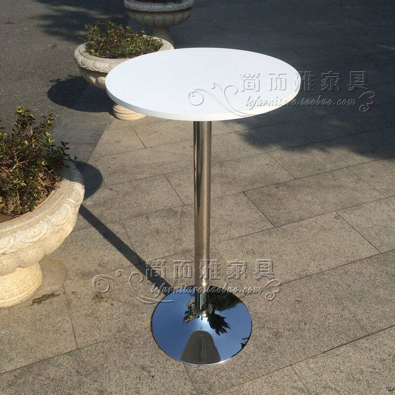 酒吧桌酒会宴会拆装高脚圆桌婚庆4S店吧台桌固定高不锈钢脚展示桌
