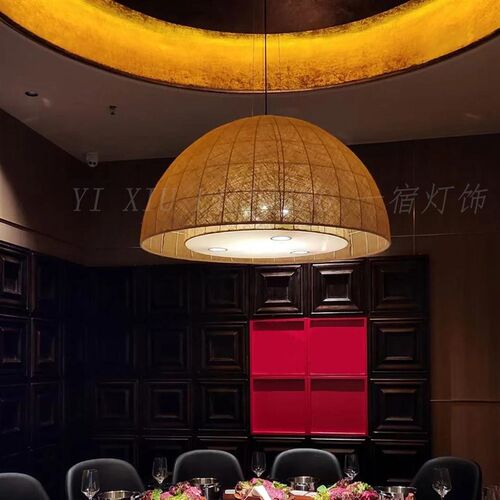 现代中式高级餐厅吊灯饭店大厅餐桌会所包厢火锅店设计师工程灯具