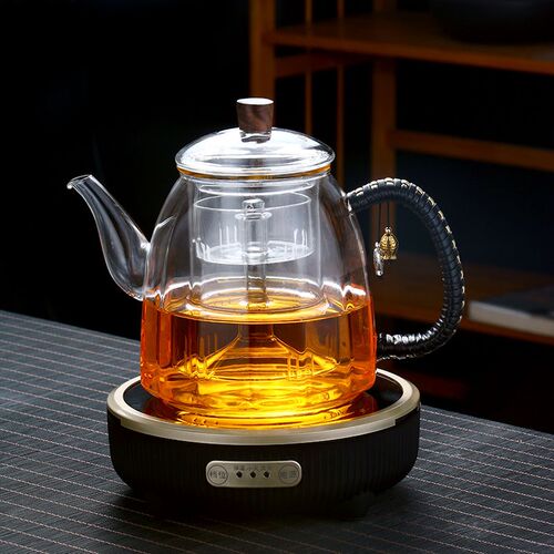 玻璃茶壶编绳手把煮茶壶煮茶器蒸茶壶煮茶壶电陶炉加热蒸煮两用