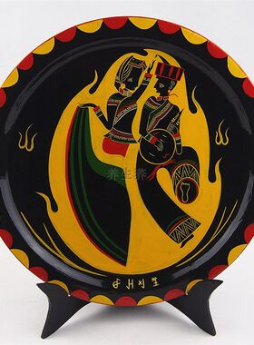 四川西昌凉山四川特产彝族漆器手工绘画人物画盘摆件饰品家俱文玩