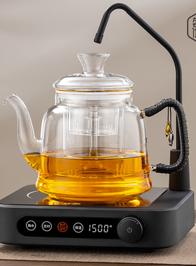 新款自动上水电陶炉煮茶炉器烧水蒸煮一体全玻璃茶壶大容量养生壶