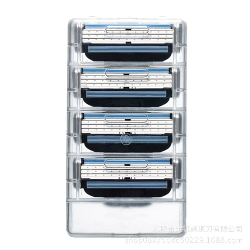 外贸爆款 男士三层剃须刀 锋3通用老式手动刮胡刀片刀头4个装现货