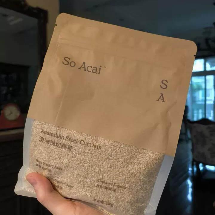soacai燕麦片老式纯全粒燕麦片钢切燕麦隔夜无麸质燕麦奇亚籽粉