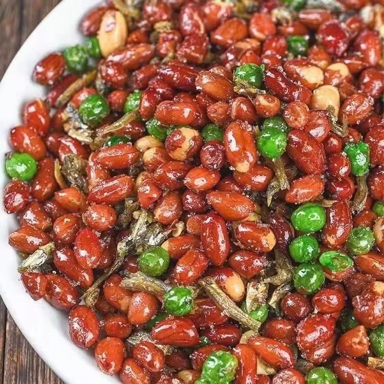 【下单立减50】小鱼花生米香酥红皮五香辣下酒休闲零食b