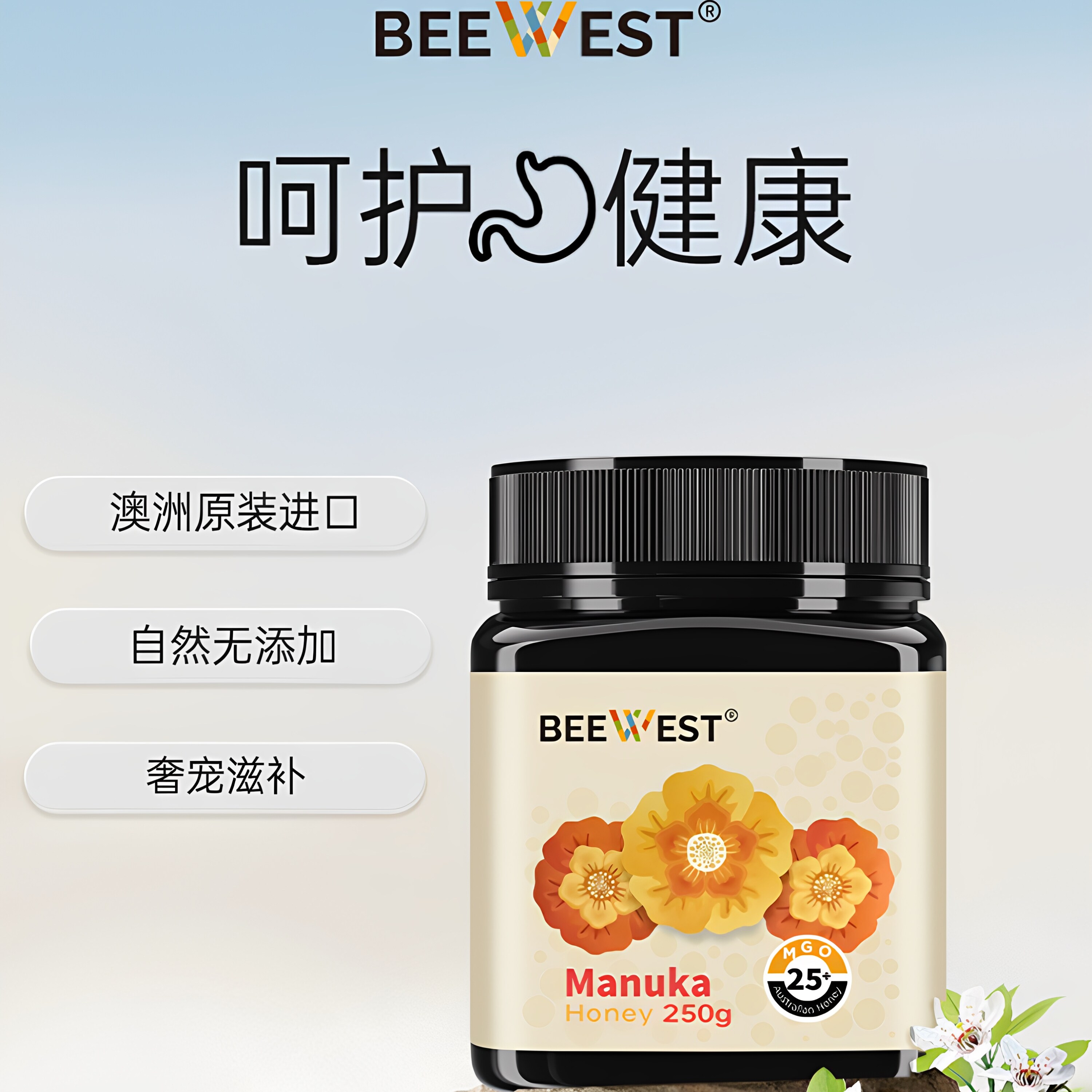 BeeWest澳洲原装进口麦卢卡蜂蜜MGO25+250g 奢宠礼赠健康分离蜜