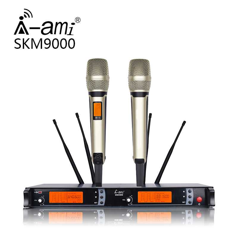 AMI 直供一拖二无线话筒UHF红外接收演出舞台全金属KM9000