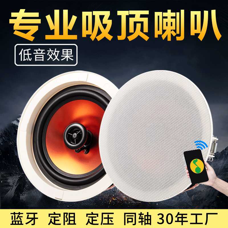 吸顶喇叭 音质好带低音带功放定阻同轴天花吸顶音箱 蓝牙吸顶喇叭