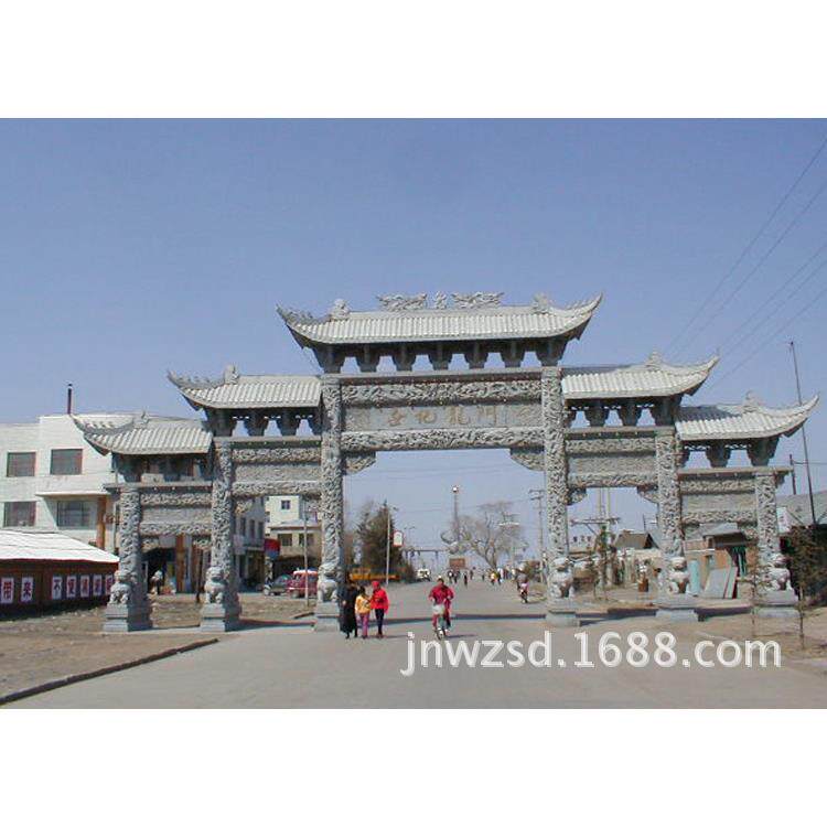 厂家出售村口石材门头 路口石头帽楼造价 款式多样 精雕细琢