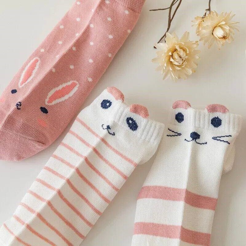 5/10/20 Pair Women Short Tube Sock Pink Cat Thin Four Seaon