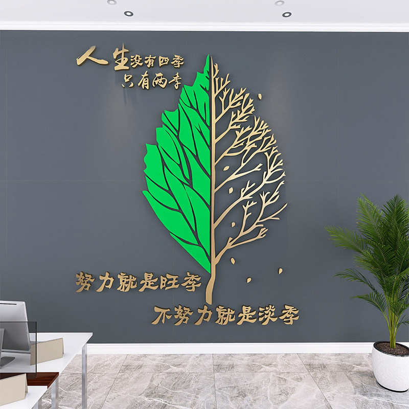 办公室墙面装饰会议形象背景墙进门布置公司企业文化励志标语贴画