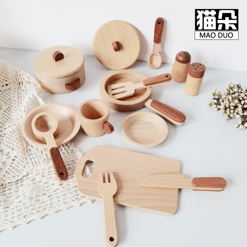 过家家玩具儿童房原木厨具切切乐仿真3-6岁小孩幼儿园游乐园榉木