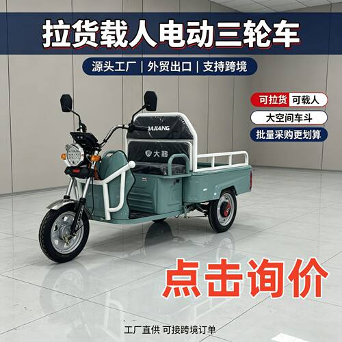 厂家直供电动三轮车载人拉货两用运输电动三蹦子支持跨境外贸出口