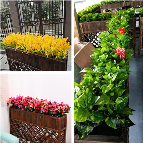 假花绢花塑料花绿植插花箱凹槽隔断花槽长条栅栏插花仿真绿萝装饰