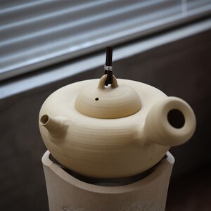 梓训纯手工手拉砂铫 白泥烧水陶壶面包 贝果壶潮汕工夫茶炭炉煮茶