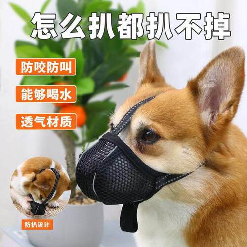 宠物狗狗嘴套防咬防叫防乱吃全包口罩止吠器透气网格嘴罩柯基柴犬